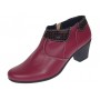 Botine dama grena din piele naturala cu toc gros si fermoar MV4GRN